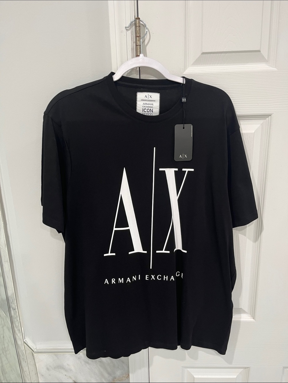 Armani Exchange Black Tee with White A|X Logo